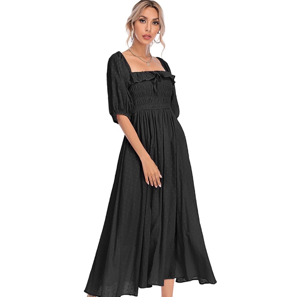 Black off the shoulder oasis midi